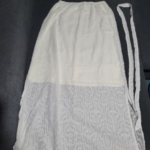 Vacay Brand - white strapless dress convertible skirt - 37" length - belted